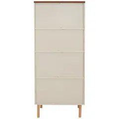 Sunnydaze Indoor Mid-Century Modern 5-Shelf Bookshelf with Storage Cabinet - Latte