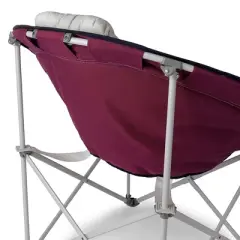 Core Equipment Oversized Padded Round Saucer Moon Outdoor Camping Folding Chair with Headrest, Wine