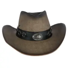 Kenny K Men's Vegan Leather Western Hat with Conchos