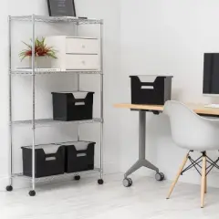 IRIS USA Portable Letter Size Desktop File Box with Open Lid, Side Handles, Hanging File Folders