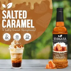 Syruvia Salted Caramel Syrup - 25.4 fl oz. Premium Flavoring Syrup For Coffee
