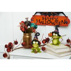 Gallerie II Frog with Witch Hat Halloween Figure Decoration