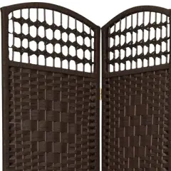 5 1/2 ft. Tall Fiber Weave Room Divider - Dark Mocha (3 Panels)