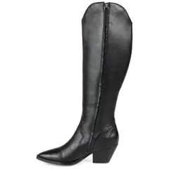 Journee Signature Womens Genuine Leather Pryse Extra Wide Calf Almond Toe Pull On Knee High Boots
