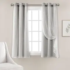 Star Sheer Insulated Grommet Blackout Window Curtain Panel Set - Lush D&eacute;cor