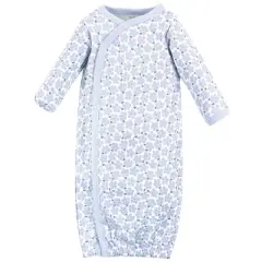 Touched by Nature Baby Girl Organic Cotton Side-Closure Snap Long-Sleeve Gowns 3pk, Flutter Garden