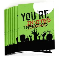 Big Dot of Happiness Zombie Zone - Fill-in Halloween or Birthday Zombie Crawl Party Invitations (8 Count)