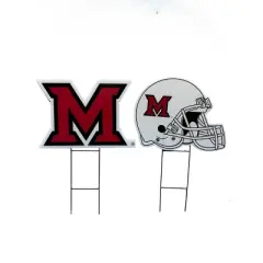 NCAA Miami Ohio Redhawks 2pk Logo and Helmet Garden Stake Set