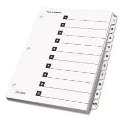 Cardinal Traditional OneStep Index System 10-Tab 1-10 Letter White 10/Set 61013