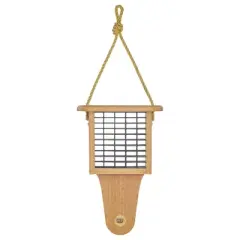 Bird Choice Modern Farmhouse Suet Bird Feeder 12" Natural Teak Brown