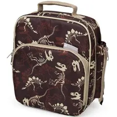 Bentology Lunch Bag Kit - Durable Insulated Tote Bag with Handle and Bottle Holder Set Includes 2 Containers & Ice Pack - BPA & PVC Free - Fossil