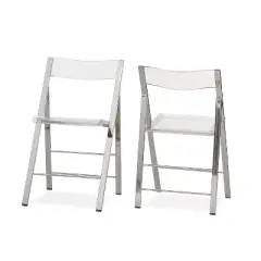 Set of 2 Acrylic Foldable Chairs Clear - Baxton Studio