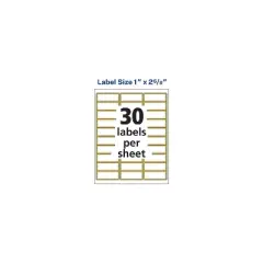 Avery Laser/Inkjet Address Label 1" x 2.63" Matte White/Gold 30 Labels/Sheet 10 Sheets/Pack (6540)