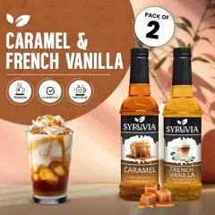 Syruvia Coffee Flavors Variety Pack: Caramel & French Vanilla 25.4 fl oz Syrup