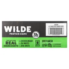 Wilde Brands Protein Chips, Spicy Queso, 8 Bags, 1.34 oz (38 g) Each
