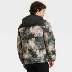 Men's Abstract Print Midweight Puffer Jacket - Goodfellow & Co&trade; Tan