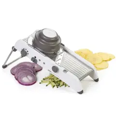 PL8 Professional Mandoline White: Dishwasher-Safe Kitchen Slicer, Stainless Steel Blade, 13.88" Width