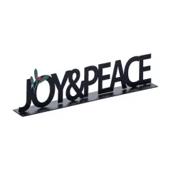 Transpac 12.01 in Black Metal Christmas Decor Joy and Peace Word Decorative Object for Holiday Home Decor