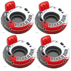 Intex Red Fire Edition River Run 1 Inflatable Floating Lake Tube 53-inch 4-Pack