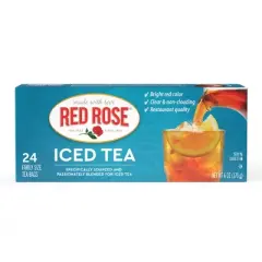 Red Rose Family Size Iced Tea 24 Individually Wrapped Tea Bags Pack of 6