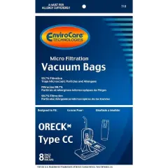 EnviroCare Replacement Micro Filtration Vacuum Bags Designed to fit Oreck Type CC (8 Bags) and Buster B Canisters (12 Bags)