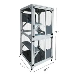 Kumasinova 30.7" Catio Enclosure with Sleeper&Wheels,Outdoor Cat House with 4 Platforms,Weatherproof Asphalt Roof&Large Kitten Apartment Cage Shelter