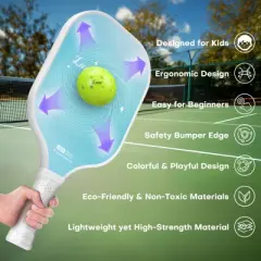 Luzz Kids Pickleball Paddle &ndash; Lightweight 6oz Youth Rain Paddle with Comfortable Grip Perfect for Children Beginners