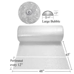 UBMOVE Bubble Cushioning Wrap Roll - 48" Wide x 65 Ft Long with Large 1/2" Bubbles