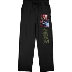 Jujutsu Kaisen Poster and Kanji Title Men's Black Graphic Pajama Pants