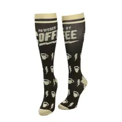 Powered By Coffee Funny Caffeine Compression Socks for Women Adult Size - Crazy Dog Compression Socks Gift for Mom