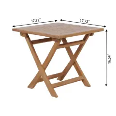 Syemin Patio Side Table, Small Folding Patio Side Table for Garden, Patio Porch, Living Room, Space Pool, Brown, 17.72"*17.72"*16.54"