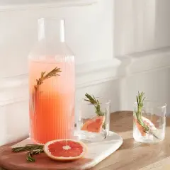 Ribbed Glass Carafe Clear - Threshold&trade;: Dishwasher-Safe Beverage Server, 50oz Cold Drink Pitcher, Cadmium-Free Glass