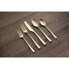 20pc Marlise Champagne Satin Flatware Set - Cambridge Silversmiths: Stainless Steel Silverware Service for 4, Dishwasher-Safe