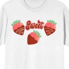Valentine's Day Sweet Strawberries Crew Neck Short Sleeve Women's White T-shirt