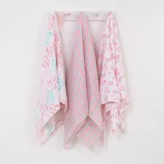 NoJo Disney Minnie Mouse Pink, Aqua, and White 3 Piece Muslin Swaddle Baby Blanket Set