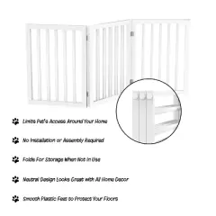 Indoor Pet Gate - 3-Panel Folding Dog Gate for Stairs or Doorways - 54x24-Inch Freestanding Pet Fence for Cats and Dogs by PETMAKER (White)