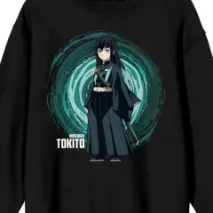 Demon Slayer Muichiro Tokito Crew Neck Long Sleeve Black Adult Sweatshirt