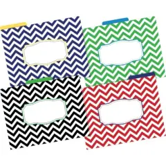 Barker Creek Nautical Chevron 14pt Letter-Size File Folders: 36 Multicolored Paper Folders, Top Tab, 50 Sheet Capacity