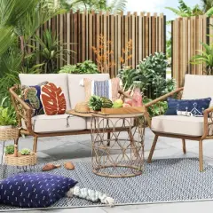 5'x7' Striped Outdoor Rug Blue/Green - Threshold&trade;
