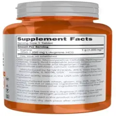Double Strength L-Arginine 1000 mg by Now Foods  -  180 Tablet
