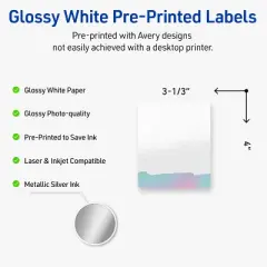 Avery Rectangle Labels, Watercolors Design, 4" x 3-1/3", 40ct