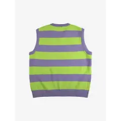 Goosebumps Logo Men's Purple and Green Striped Sweater Vest