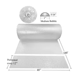 UBMOVE Medium Bubble Roll 400" Wide x 100' Long, with 5/16" Bubbles