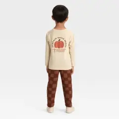 Toddler Boys' Long Sleeve Pumpkin Spice French Terry Shirt and Pants Set - Cat & Jack&trade; Khaki