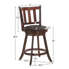 Costway Set of 2 25'' Swivel Bar stool Leather Padded Dining Kitchen Pub Bistro Chair High Back