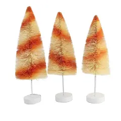 Bethany Lowe 12.0 Inch Orange Stripes Delight Trees Halloween Decorative Tree Set , Halloween Decor Bottle Brush Trees (3PC)