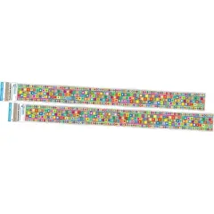 2pk Retro Double-Sided Classroom Borders - Barker Creek: Multicolored Bulletin Board Borders, 24 Pieces, 35" x 3"
