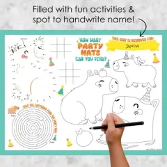Big Dot of Happiness Capy Birthday - Paper Capybara Party Coloring Sheets - Activity Placemats - Set of 16