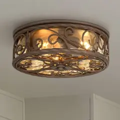 John Timberland Casa Seville Rustic Farmhouse Flush Mount Outdoor Ceiling Light Fixture Dark Walnut 4 1/2" Champagne Water Glass for Post Exterior