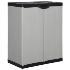 vidaXL Garden Storage Cabinet with Shelf in Gray and Black - PVC and PP Cabinet - Compact and Secure Outdoor Cabinet